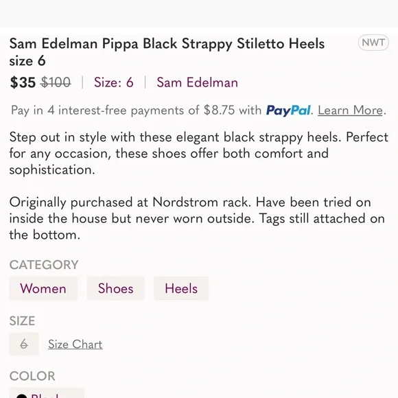 Sam Edelman Pippa Black Strappy Heeled Sandals size 6 - Picture 2 of 2